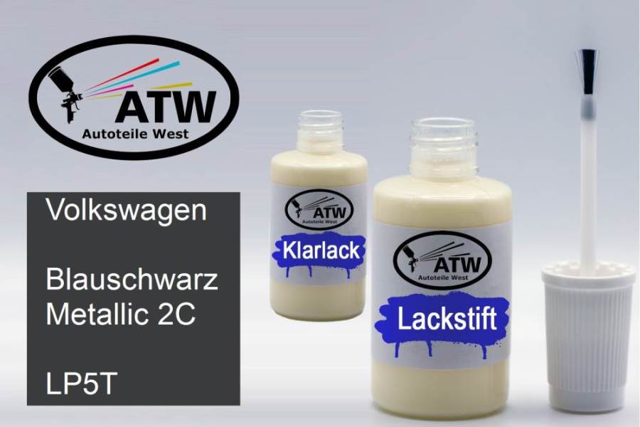 Volkswagen, Blauschwarz Metallic 2C, LP5T: 20ml Lackstift + 20ml Klarlack - Set, von ATW Autoteile West.